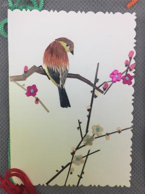 麥稈上的時代印記 七八十年代外貿(mào)出口麥稈書簽“鳥蝶景”六枚套賞析